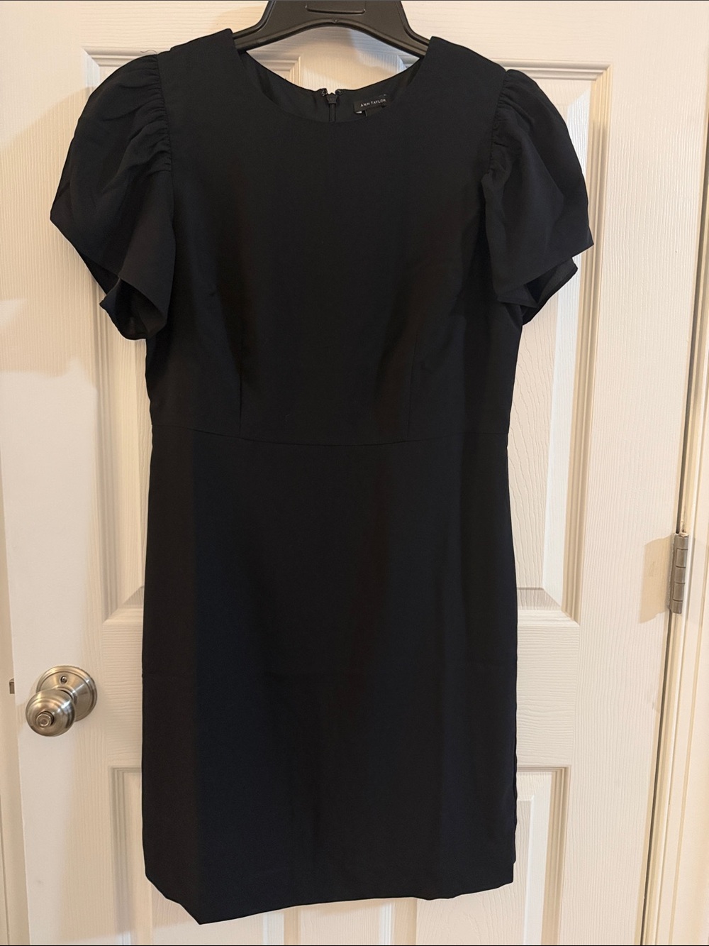 Ann Taylor Black Puff-Sleeve Shift Dress